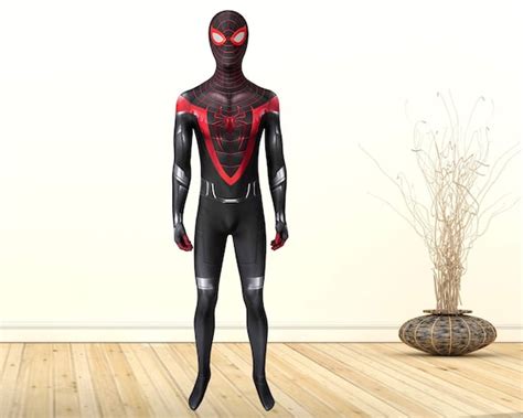 Spider Man Miles Morales Ps5 Costume Cosplay Suit Ver 1 Etsy Uk