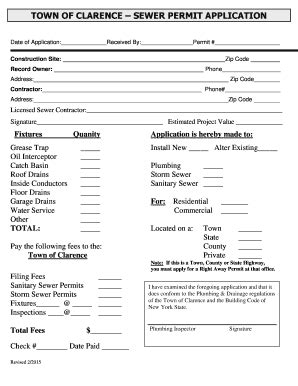 Fillable Online Www2 Erie TOWN OF CLARENCE BUILDING PERMIT APPLICATION