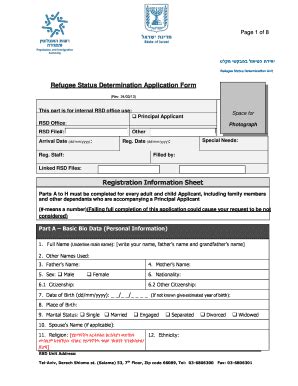 Refugee Status Determination Application Form Fill And Sign