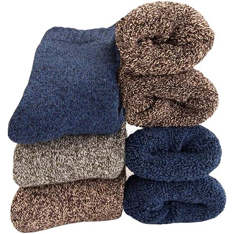 Mens Heavy Thick Wool Socks - Soft Cozy Warm Comfort Knit Winter Crew Socks (Pack of 3 ...