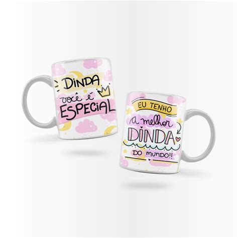 Caneca De Porcelana Personalizada Para Dinda E Dindo Elo