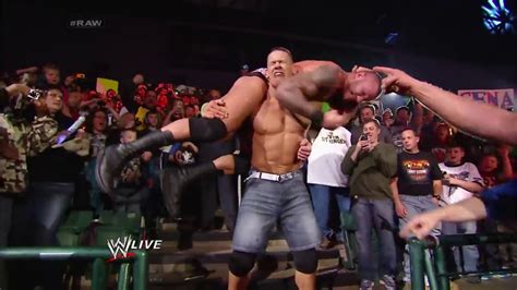 John Cena And Randy Orton Brawl Outside The Ring Raw Jan 20 2014 Youtube