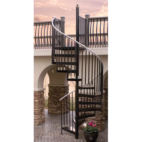 Shop The Iron Shop Houston 42-in x 10.25-ft Black Spiral Staircase Kit ...