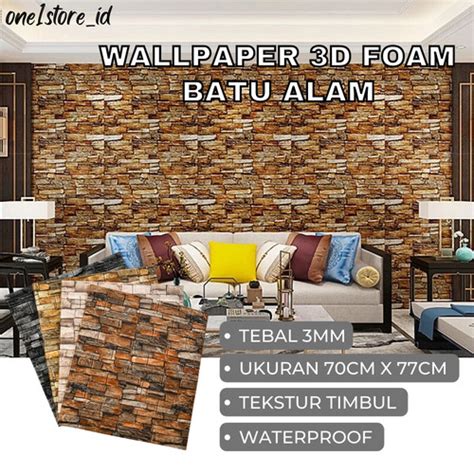 Promo Wallpaper Dinding 3d Foam Wallfoam Bata Batu Alam 70cm X 77cm Batu Alam Hitam 70x38cm