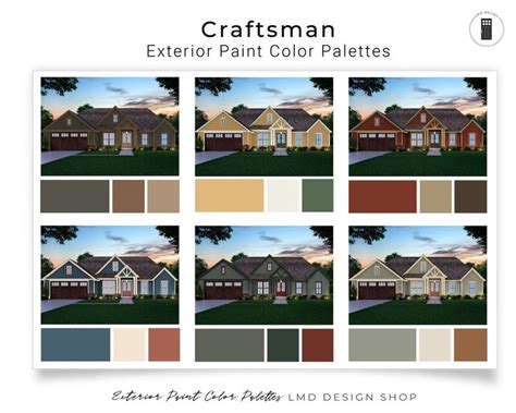 Craftsman Exterior Paint Color Palettes Exterior House Paint Etsy In 2023 Exterior Paint