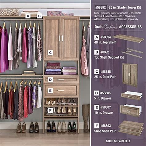 Closetmaid Suitesymphony Wood Closet Organizer Starter Kit With Tower