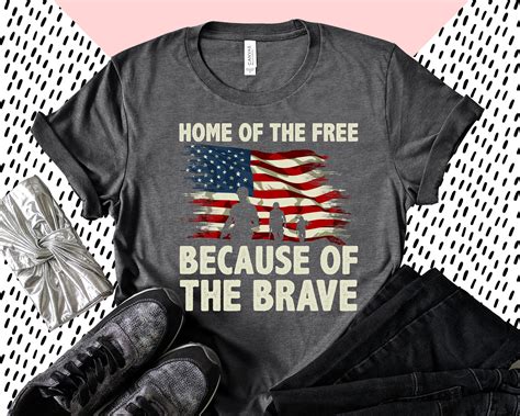 Home Of The Free Because Of The Brave Veteran American Flag Etsy