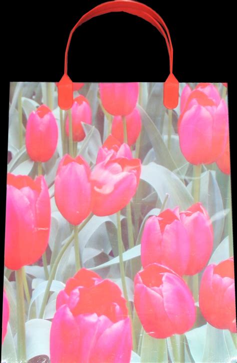 Tote Bag Red Tulip Plastic Shopping Bag Cm X Cm Miscellaneous