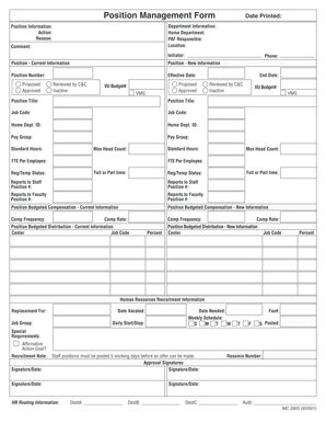 Fillable Online Mc Vanderbilt Position Management Form Mc Vanderbilt