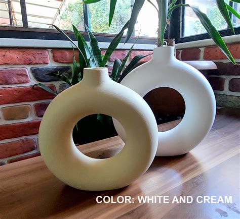 Set Of Circular Hollow Ceramic Vase Donut Modern Vase Etsy