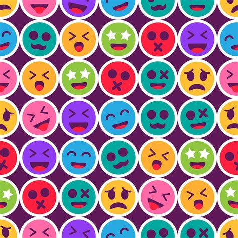 Free Vector Graphic Coloured Emoticon Seamless Pattern Template