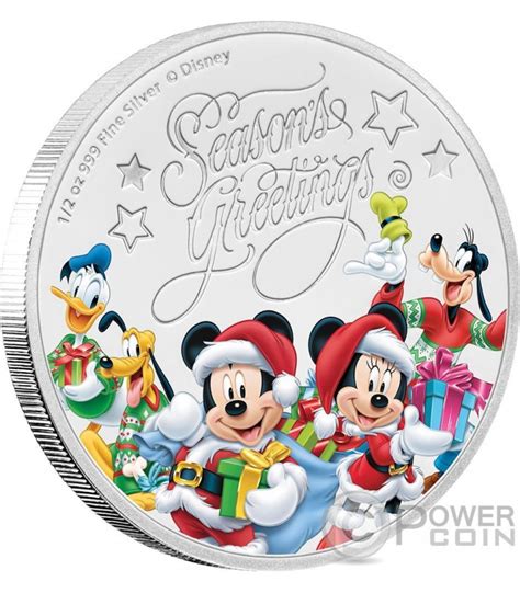 SEASONS GREETINGS Mickey Maus Disney 1 2 Oz Silber Münze 1 Niue 2017