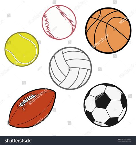 Sports Balls Baseball Basketball Tennis Ball Stock Vector 192574697 ...