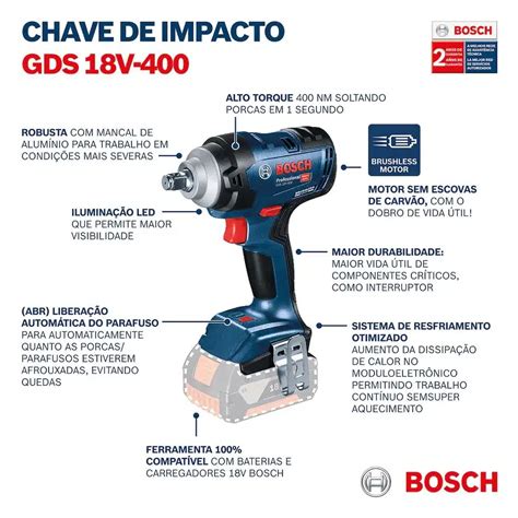 Llave de Impacto Inalámbrica Bosch GDS 18V 400 400Nm Maquitec de Colombia