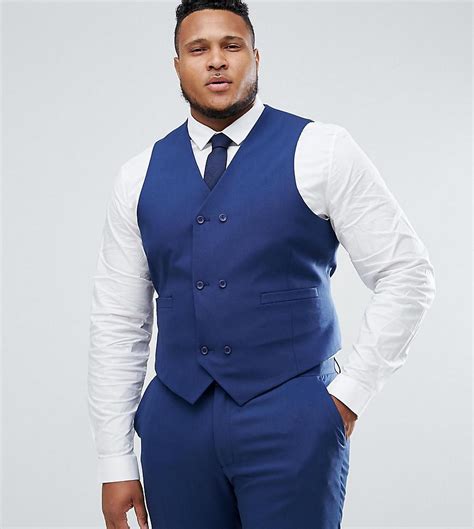 Lyst Asos Plus Wedding Skinny Suit Waistcoat In Navy Cross Hatch With