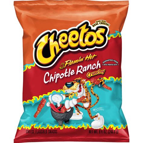 Cheetos Crunchy Cheese Flavored Snacks Flamin Hot Chipotle Ranch 8 12 Oz Tortilla Elmers