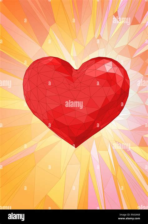 A Big Red Heart Symbol In Low Poly Style On Fantastic Graphic