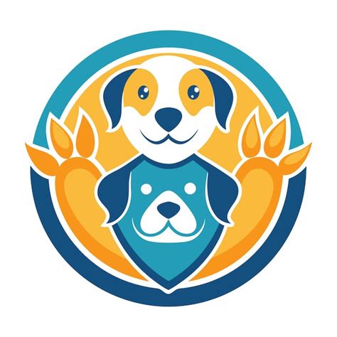 Un Perro De Dibujos Animados Con Un Logotipo Azul Y Naranja Que Dice Un