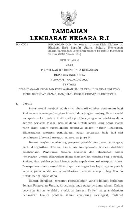 Pdf Tambahan Lembaran Negara R Peraturan Go Id Pasar Modal Menjadi Salah Satu Alternatif