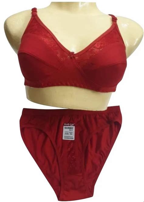 Non Padded Red Cotton Bra Panty Set Size 34b At Rs 80set In New Delhi Id 26068723291