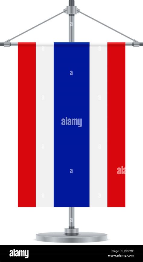 Flag Design Thai Flag On The Metallic Cross Pole Isolated Template