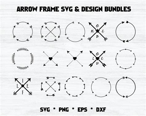 Wreath Arrow Svg Arrow Svg Bundle Arrow Circle Frame Heart Etsy