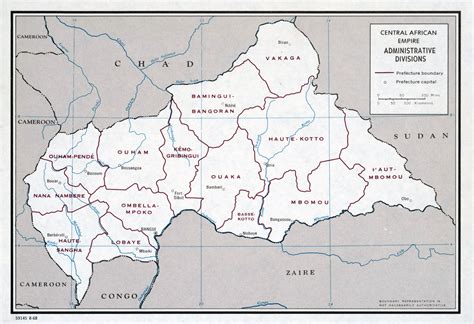 Large Scale Administrative Divisions Map Of Central African Empire