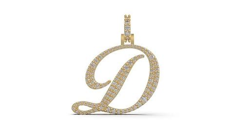 Initial Letter D Necklace Pendant Alphabet Pendant 3D model 3D ...