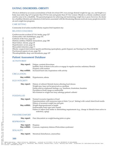 Solution Obesity Nursing Care Plan Guide Studypool