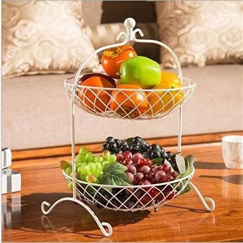 Corbeille Fruits Etages Blanc Metal Porte Fruits Panier Haut Cm