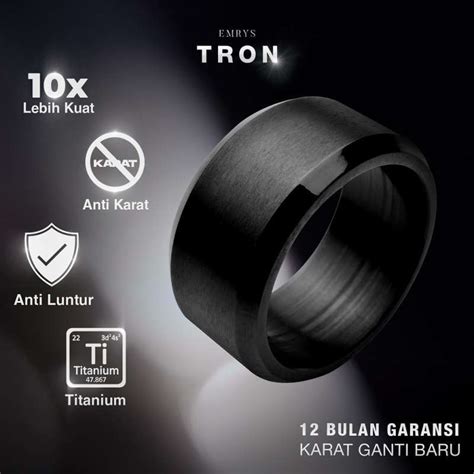 Jual Emrys Premium Ring Tron Real Titanium Anti Karat Cincin Titanium