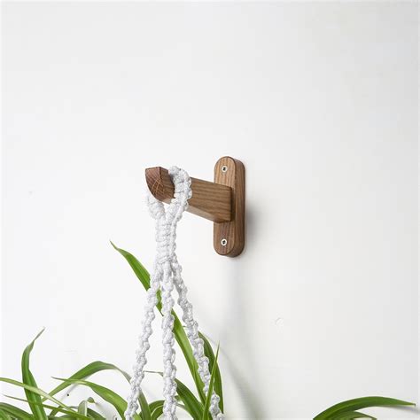 Wooden Hook For Planter Modern Plant Hook For Wall Etsy