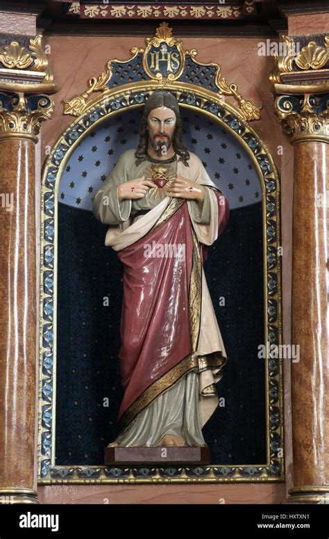 Sacred Heart Of Jesus Statue On The Altar In Parish Church Of Saint