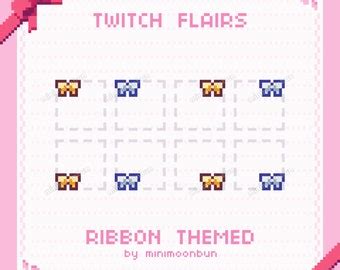 Pretty Ribbon Badges Cute Pixel Art Twitch Sub Bit Badges Etsy