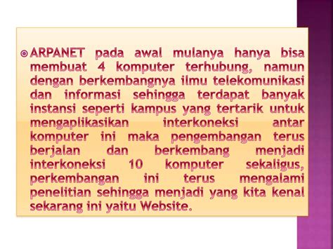 Sejarah Perkembangan Internet Power Point Ppt