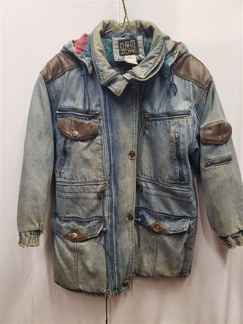 Vintage Climate Zone Hidden Zip Denim Blue Acid Wash. - Gem