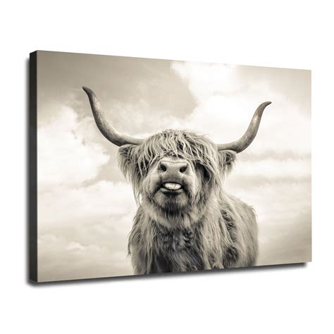 Art Prints Highland Cow Canvas Highland Cow Decor Cow Print Cow Wall