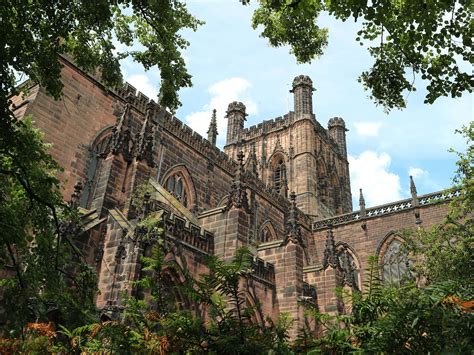 Download Chester Cathedral With Leaf Frame Wallpaper | Wallpapers.com