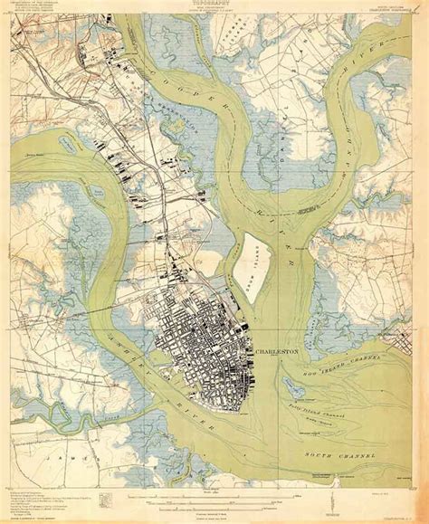 1919 Topo Map Of Charleston South Carolina Quadrangle Etsy