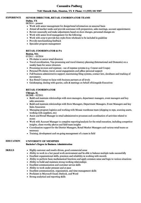 Retail Coordinator Resume Samples Velvet Jobs