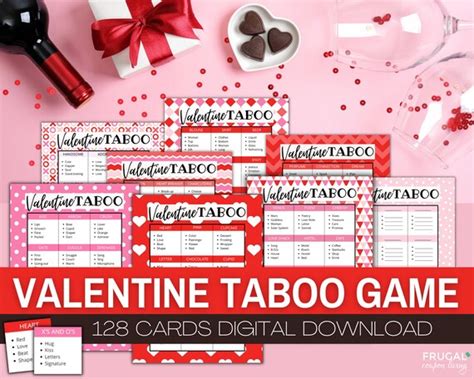 Fun Valentine Taboo Cards Printable Instant Download Valentines Day