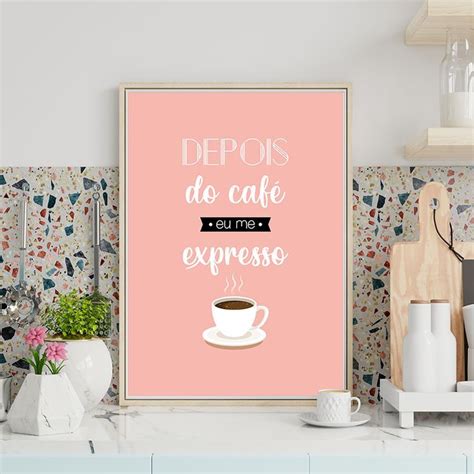 A Pink Poster With The Words Depois Do Cafe Espresso On It