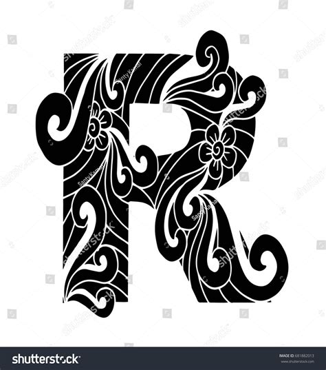 Zentangle Stylized Alphabet Letter R In Doodle Royalty Free Stock