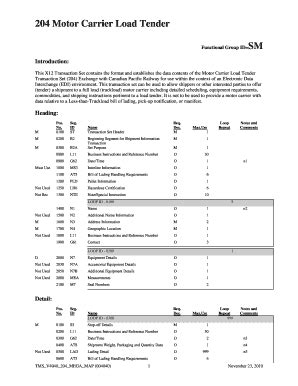 Load Tender Template Fill Online Printable Fillable Blank Pdffiller