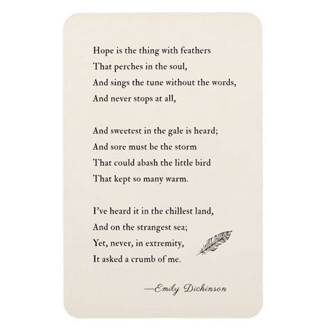 Emily Dickinson Poem Magnet, hope, feathers Magnet | Zazzle | Emily ...