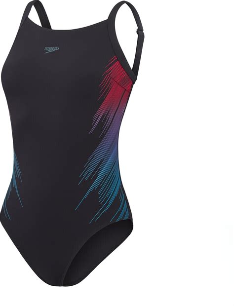 Speedo Damen Badeanzug Shaping Scoop Neck 1pc Plmt Af Black Mgenta Pool