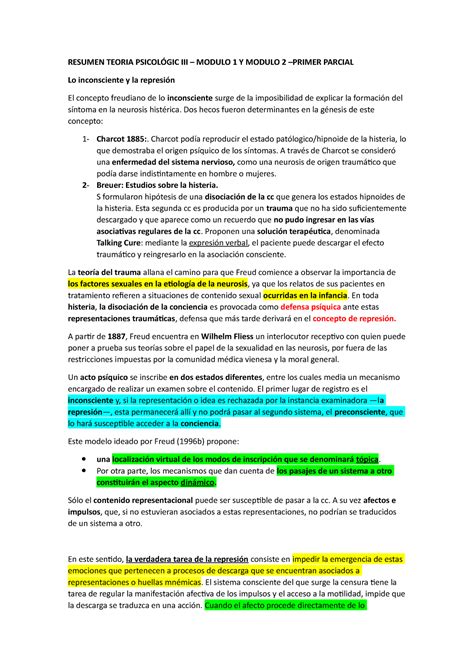 Resumen Teo Iii Parcial Mod Y Resumen Teoria Psicol Gic Iii