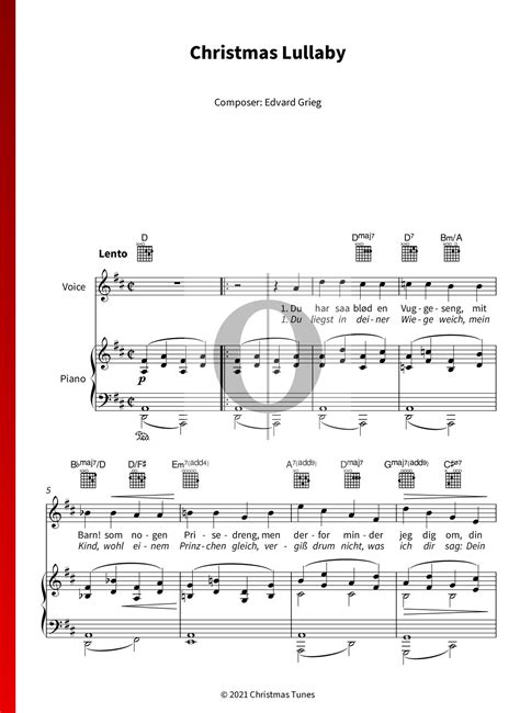 Christmas Lullaby Edvard Grieg Piano Sheet Music OKTAV