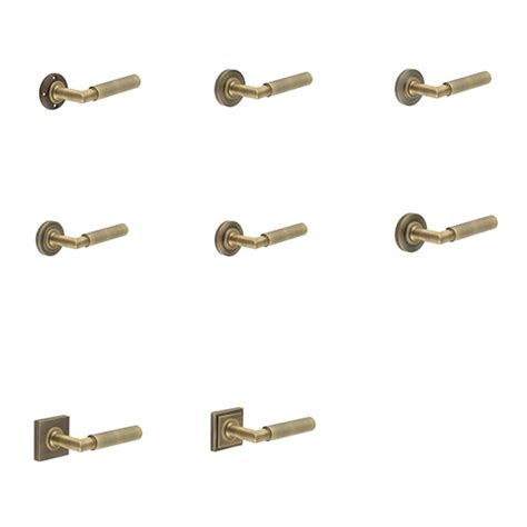 Burlington Piccadilly Knurled Door Handles Antique Brass Ironmongery Solutions