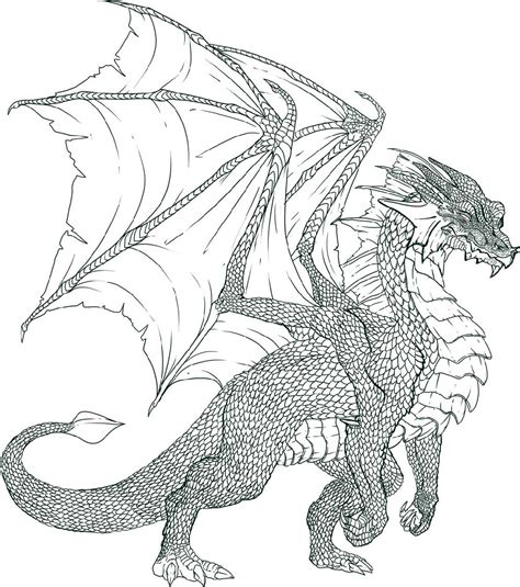 Printable Realistic Dragon Coloring Pages